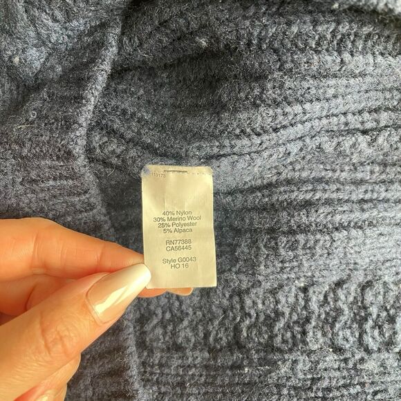 Madewell Small Chunky Sweater Lace Up Dark Blue Merino Wool Thick Boxy - Picture 3 of 9